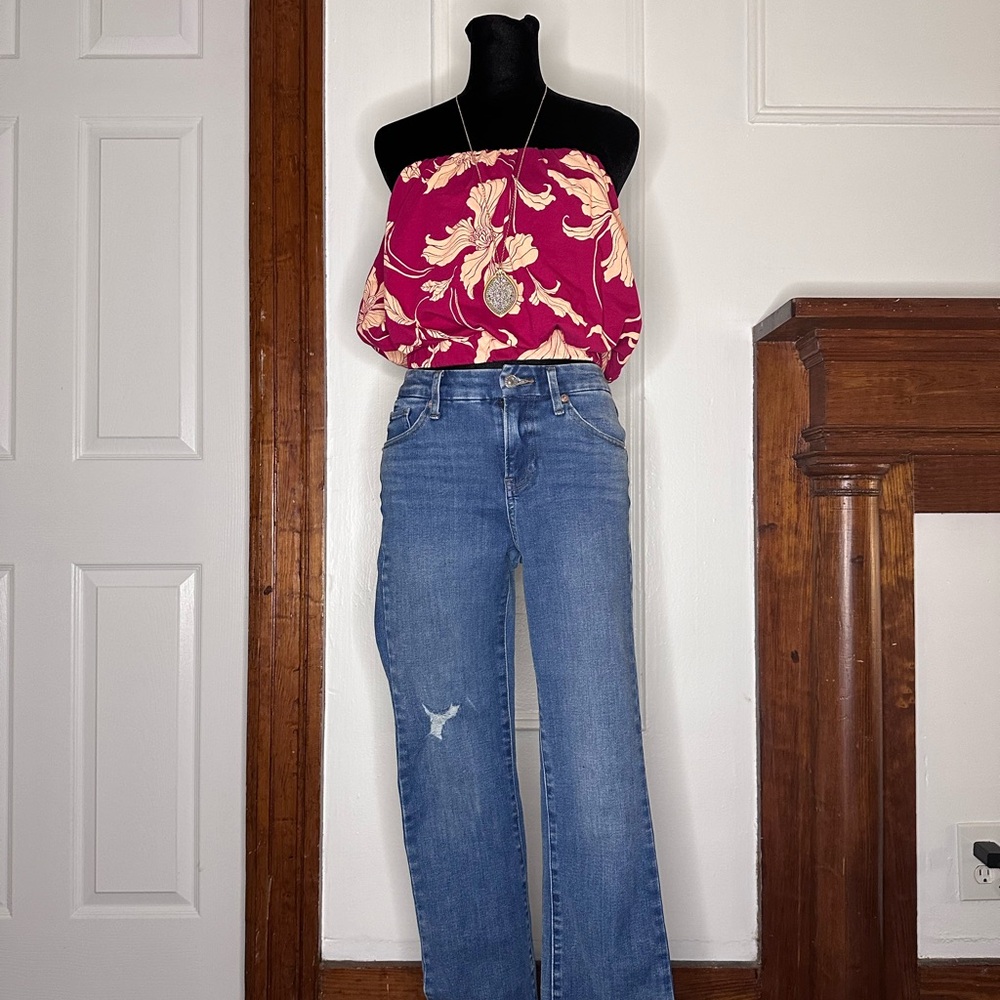 Express flowered pink & cream tube top size - XS